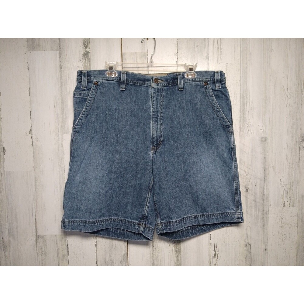 Eddie Bauer Mens Size 38 Blue Easy Fit Carpenter Side Pockets Jean Shorts